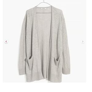 NWT Madewell Ryder Long Cardigan Open Front HEather Ice Gray Size XL Lightweight